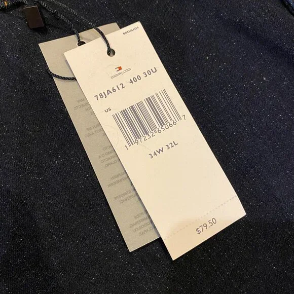 Tommy Hilfiger TH Flex Slim Fit Jeans Dark Wash Cotton Stretch 34x32 Mens NWT - Picture 4 of 6